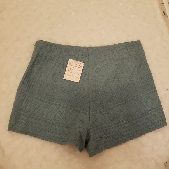 Free People Turquoise Textured Embroidered Shorts New with tag Sz 4 - Picture 3 of 11